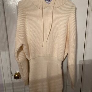 Petal & Pup Cozy Cream Hooded Sweater Dress NWT